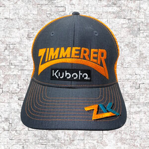 Zimmerer Kubota ZK Embroidered Trucker Hat Cap Snapback Orange Gray Mesh Back